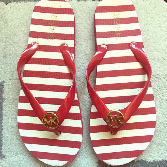 red stripe flip flops